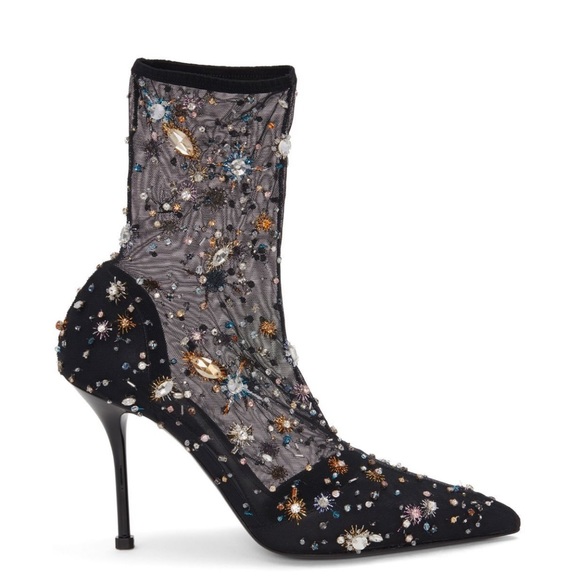 Alexander McQueen Shoes - Alexander McQueen Crystal Embellished Mesh 90mm Stiletto Boots